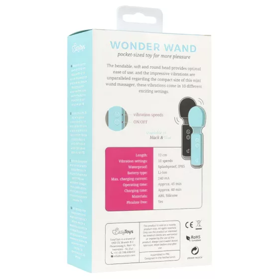 Easytoys - masážna mini vibrátorová hlavica - dobíjacia - čierna