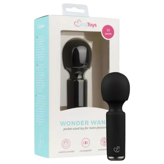 Easytoys - masážna mini vibrátorová hlavica - dobíjacia - čierna