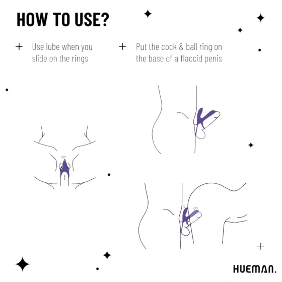 Hueman Infinity Ignite - vibračný erekčný krúžok na penis a semenníky - fialový