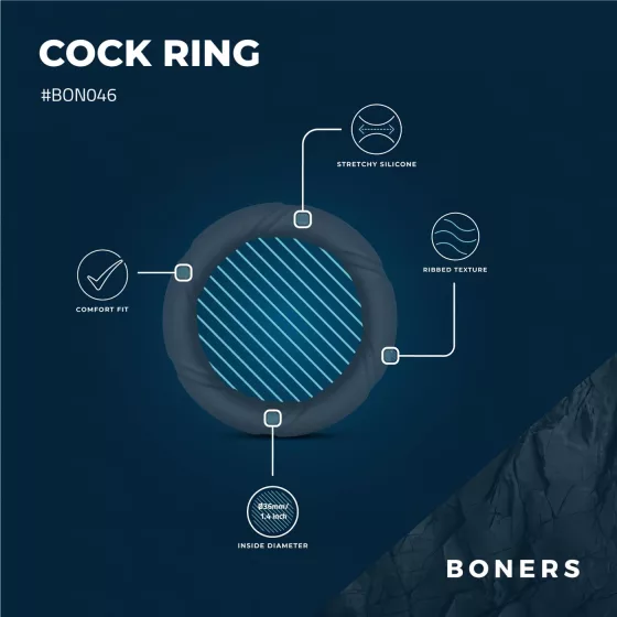 Boners Ergo - erekčný krúžok na penis - silikónový - sivý