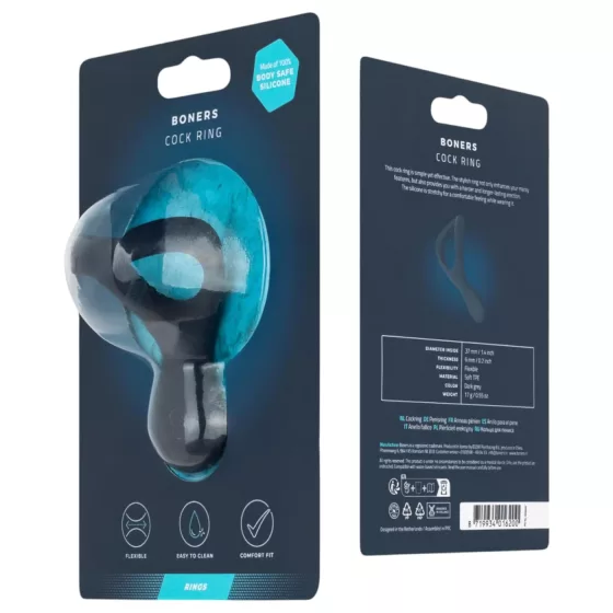 Boners - erekčný krúžok na penis - silikónový - sivý
