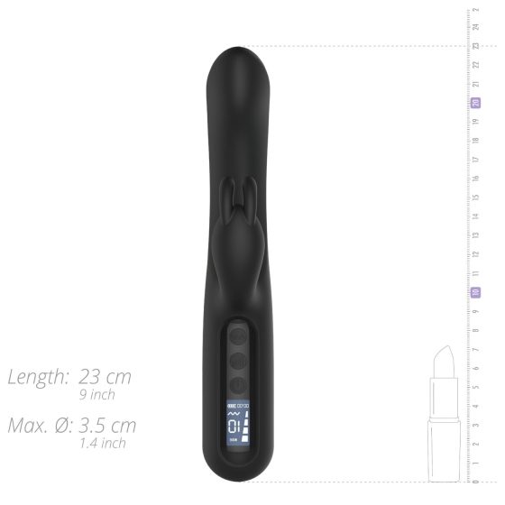 BLAQ - digitálny, zajačikový vibrátor s ramenom na klitoris (čierny)