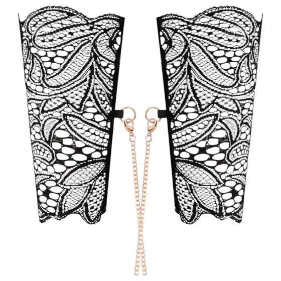 Rosy Gold - obojok a putá na zápästia - čierna