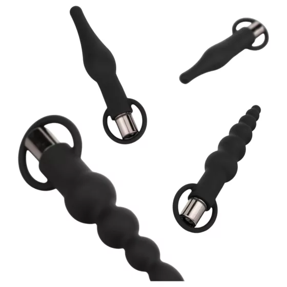 Easytoys - análny vibračný set na batériu - 4 diely - čierny