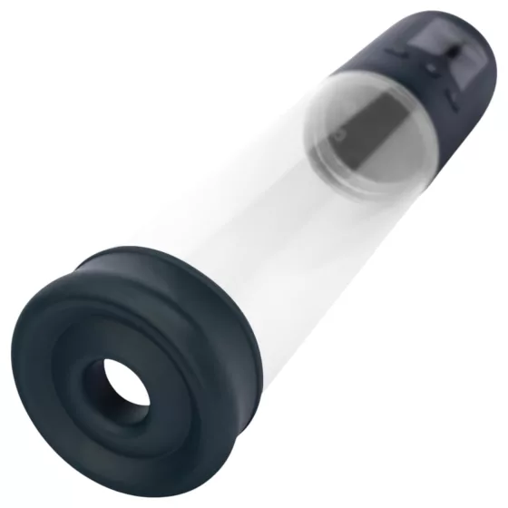 Boners - automatická LCD vákuová pumpa na penis - priehľadná/čierna