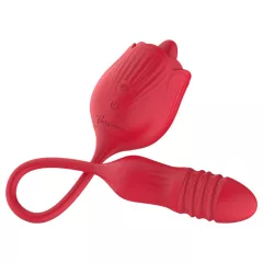   Teazers Rose - vibračný stimulátor s jazyčkovým klitorálnym dráždičom (červený)