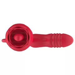   Teazers Rose - vibračný stimulátor s jazyčkovým klitorálnym dráždičom (červený)