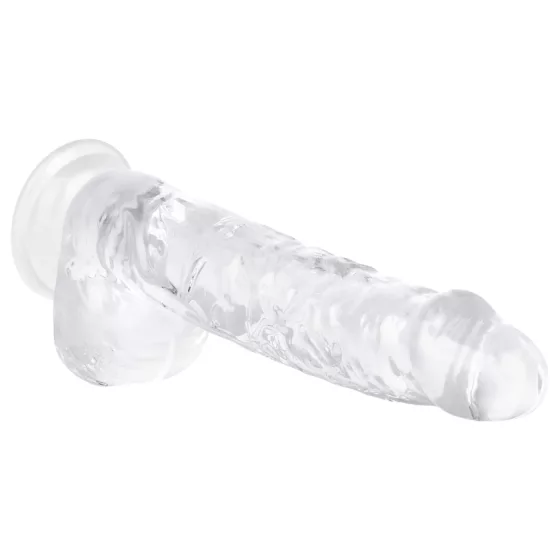 EasyToys - realistický dildo s semenníkmi - 13,5 cm - priehľadný