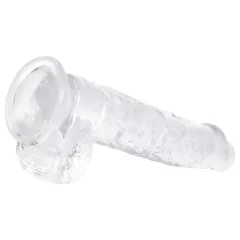   EasyToys - realistický dildo s semenníkmi - 13,5 cm - priehľadný