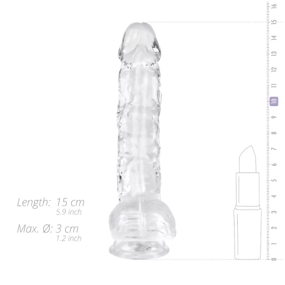 EasyToys - realistický dildo s semenníkmi - 13,5 cm - priehľadný