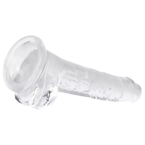 EasyToys - dildo s vajcami - 17 cm - priehľadný