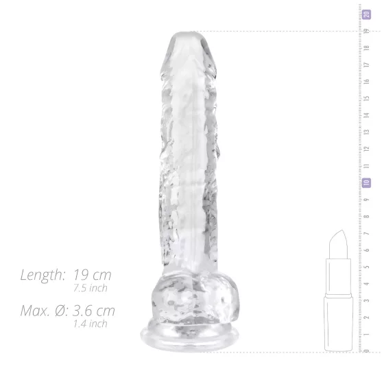 EasyToys - dildo s vajcami - 17 cm - priehľadný