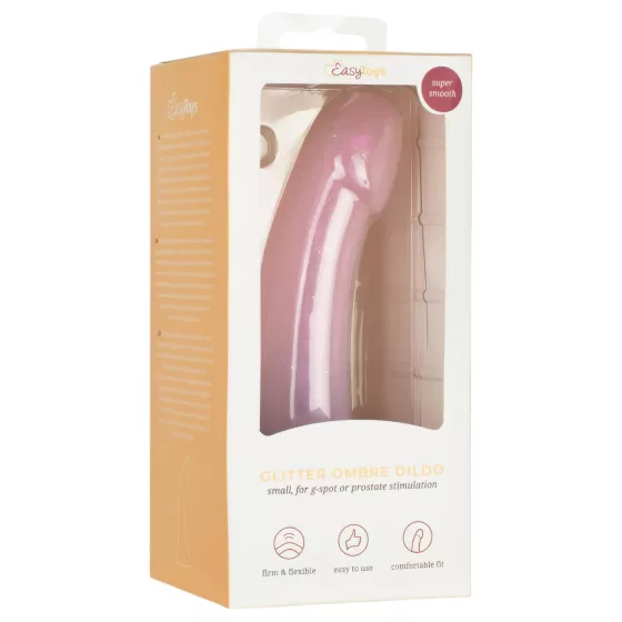 EasyToys Mermaid - silikónové dildo s trblietkami - 15 cm - ružové