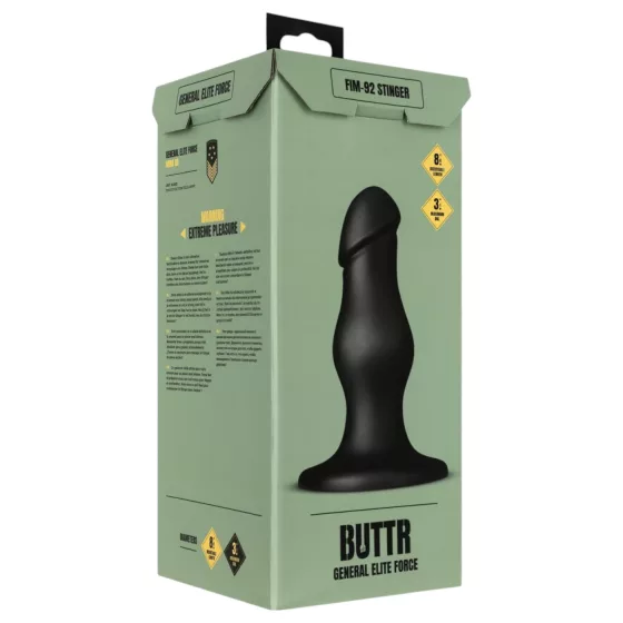 BUTTR FIM-92 - análny dildo s prísavkou - čierny