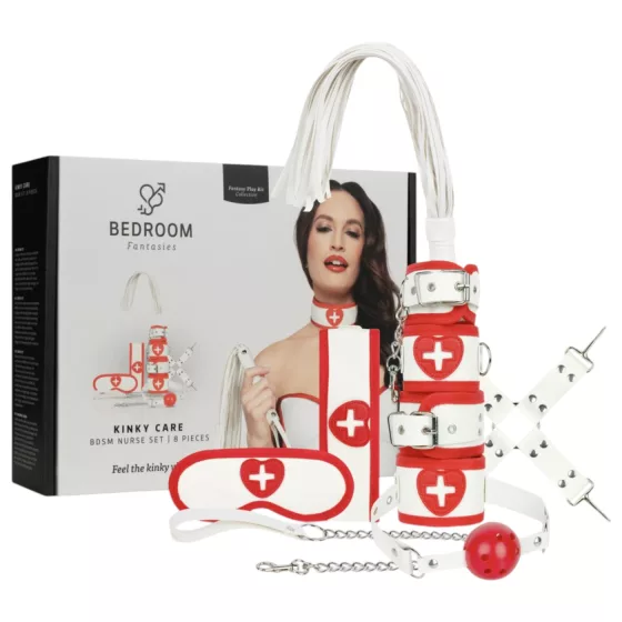 Bedroom Fantasies - kostým sestřička sada 8 dielov - červená/biela