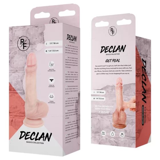 Real Fantasy Declan - realistický dildo s predkožkou (telovej farby) - 18 cm
