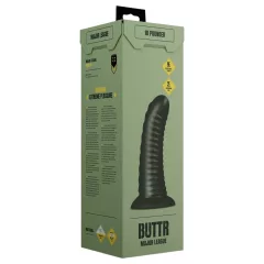   BUTTR Double Ribbed - obrovský rebrovaný análny kolík (čierny) - 26 cm