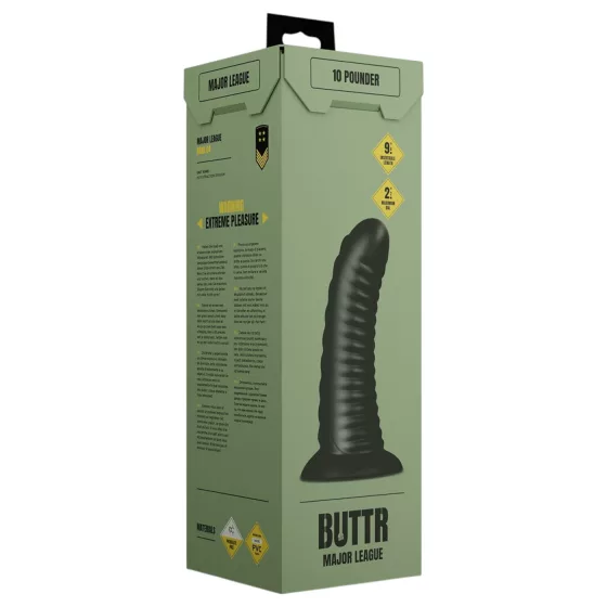 BUTTR Double Ribbed - obrovský rebrovaný análny kolík (čierny) - 26 cm
