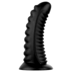   BUTTR Double Ribbed - obrovský rebrovaný análny kolík (čierny) - 26 cm