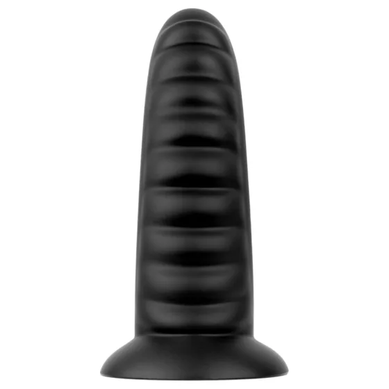 BUTTR Double Ribbed - obrovský rebrovaný análny kolík (čierny) - 26 cm