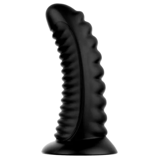 BUTTR Double Ribbed - obrovský rebrovaný análny kolík (čierny) - 26 cm
