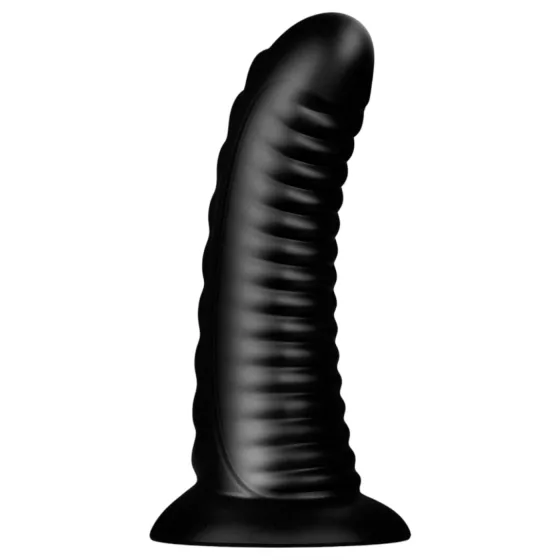 BUTTR Double Ribbed - obrovský rebrovaný análny kolík (čierny) - 26 cm