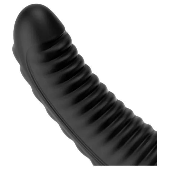 BUTTR Double Ribbed - obrovský rebrovaný análny kolík (čierny) - 26 cm