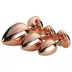   Gleaming Love - análna sada so srdiečkom - rosegold - 3 kusy