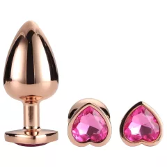   Gleaming Love - análna sada so srdiečkom - rosegold - 3 kusy