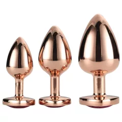   Gleaming Love - análna sada so srdiečkom - rosegold - 3 kusy