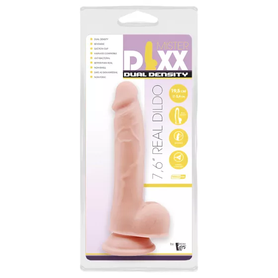 Mr. Dixx 7.6 - realistický dildo s prísavkou a semenníkmi - telová farba 19,5 cm