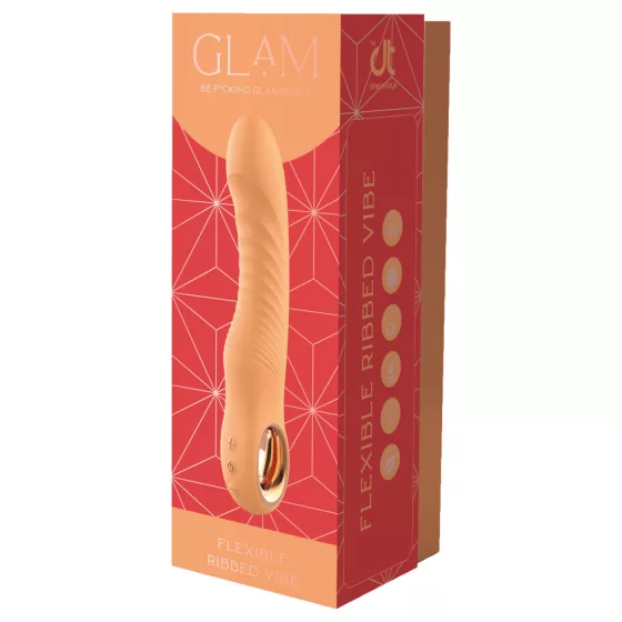 Glam - ohybný vrúbkovaný vibrátor (marhuľovej farby)