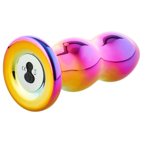 Glamour Glass - rádiový, sklenený anál vibrator - vlnitý (farebný)