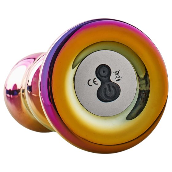 Glamour Glass - rádiový, sklenený anál vibrator - vlnitý (farebný)