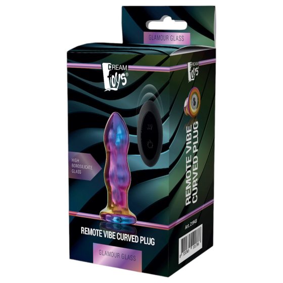 Glamour Glass - rádiový, sklenený anál vibrator - vlnitý (farebný)