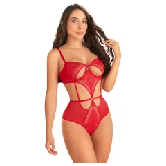   Zôf Ruby - čipkované body s prestrihmi a nastaviteľnými ramienkami (červené)
