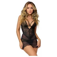   Zôf Eve - priesvitná čipkovaná babydoll košieľka s tangami (čierna)
