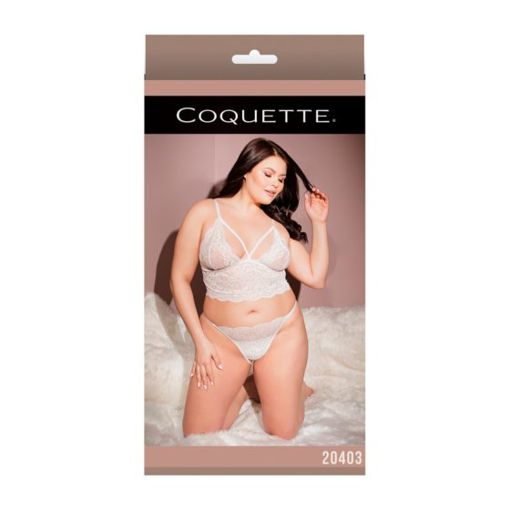 Coquette - csipkés fehérnemű szett - fehér (XL)