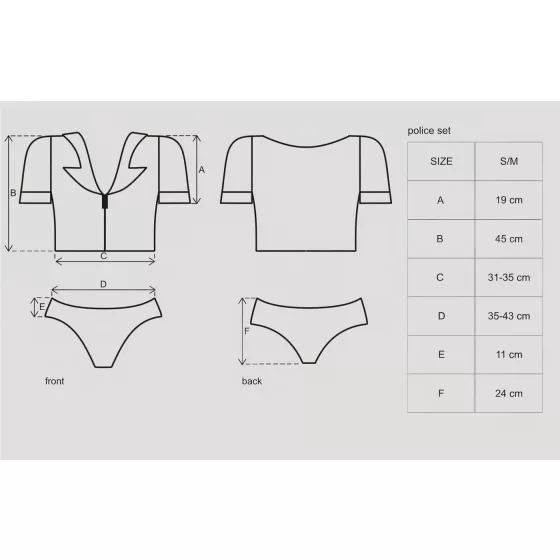 Obsessive - kostým policajtky - set - S/M