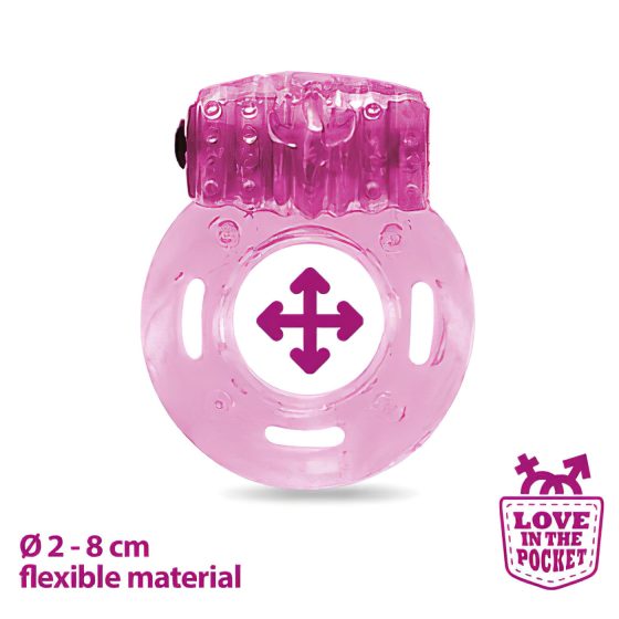 Láska vo Vrecku - jednorazový vibračný krúžok na penis (ružový)