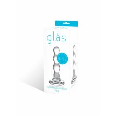 GLAS - vlnité sklenené análne dildo (priehľadné)