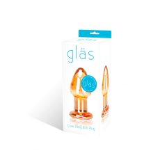 GLASTOY Over Easy - sklenené análne dildo (zlatá farba)