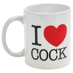 I Love Cock - hrnček, erotický darček (biely)