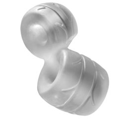   Perfect Fit Silaskin Cock & Ball - krúžok na penis a naťahovač semenníkov (biely)