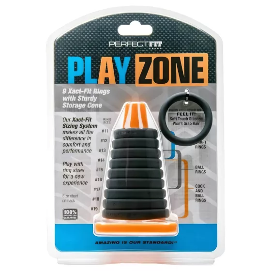 Play Zone - set na penis a semenníky - krúžky a natiahovače - 9 dielov