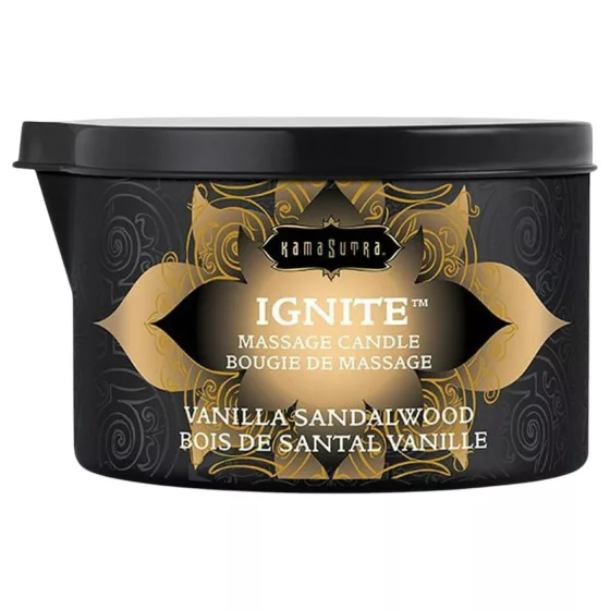 Kama Sutra - masážna sviečka - vegánska, vanilka santalové drevo, 170g
