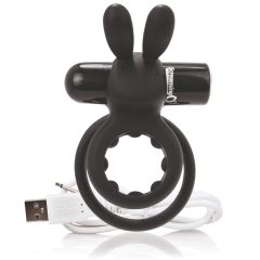   Screaming Charged Ohare - nabíjací krúžok na penis so zajačími uškami (čierny)