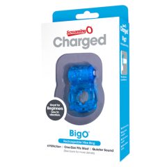   Screaming Charged BigO - nabíjací krúžok na penis s hviezdičkou (modrý)