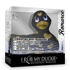   My Duckie Romance 2.0 - vodotesný vibrátor na klitoris - kačička so srdiečkami (čierno-zlatá)