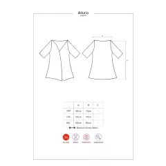 Obsessive - dámsky čipkovaný župan a tanga - čierna